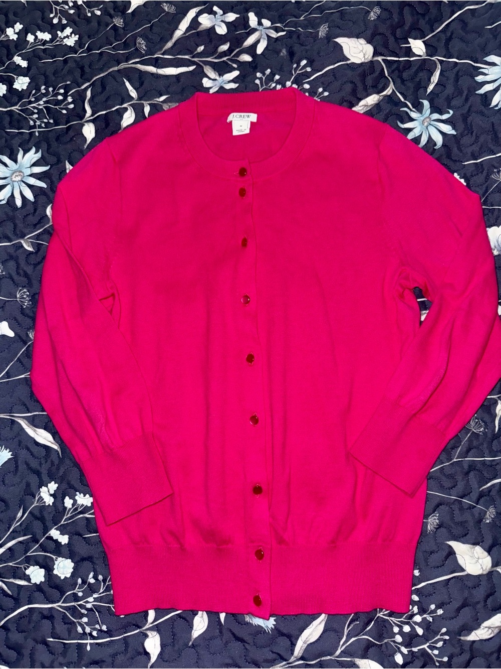 J. Crew Bright Fuchsia Button-Front Cardigan